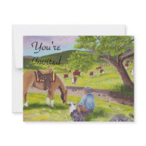In Gods Country ~ Cowboy & Australian Shepherd Invitations