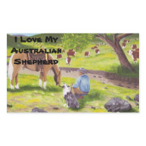 In Gods Country ~ Cowboy & Australian Shepherd Rectangle Sticker