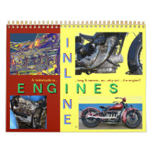 In Line Motorcycle Engines Wall Calendars