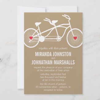 In love- Brown Bicycle Design Wedding Invitations invitation
