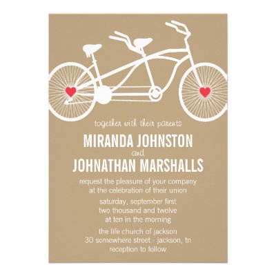In love- Brown Bicycle Design Wedding Invitations