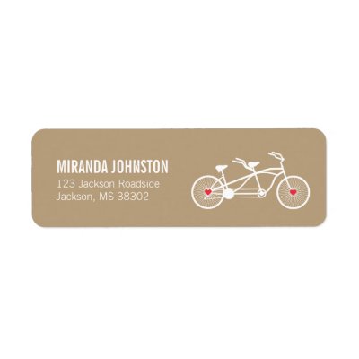 In love- Brown Bicycle  Wedding Address Labels