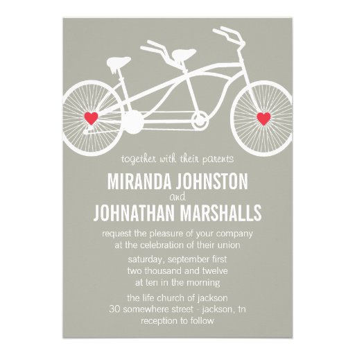In love- Gray Bicycle Design Wedding Invitations