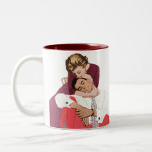 In Love Mug - Vintage love and romance image with a couple in love snuggling.