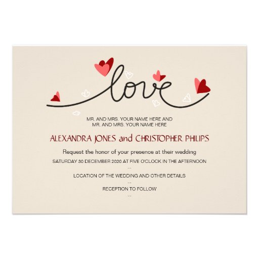 In Love Simple Elegant Text Wedding Personalized Invitations