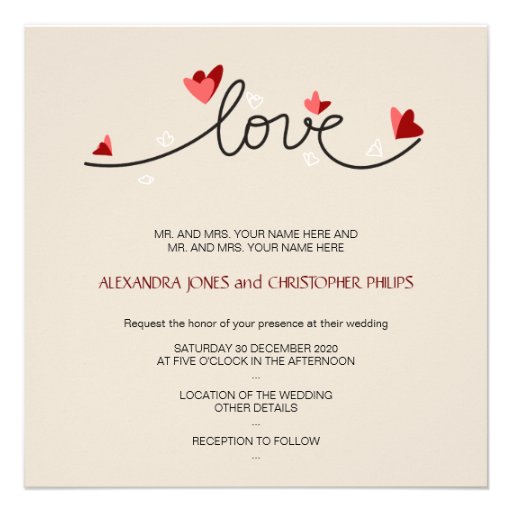 In Love Simple Elegant Text Wedding Invitations