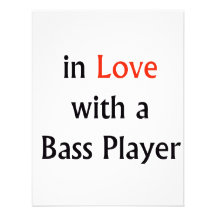 In Love With A Bass Player Red n Black Text Personalized Invites