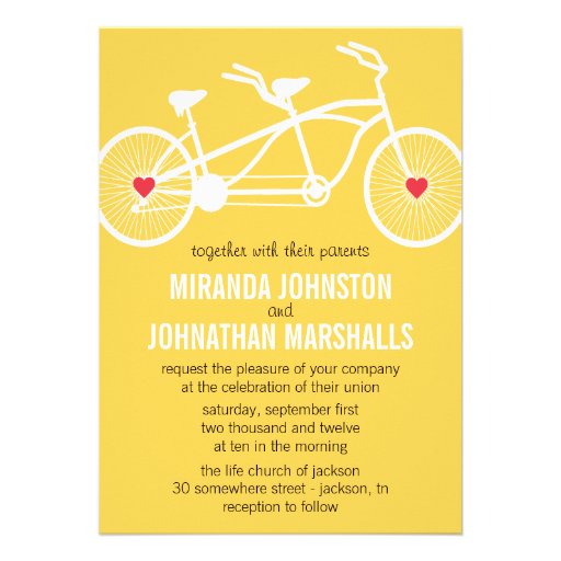 In love- Yellow Bicycle Wedding Invitations