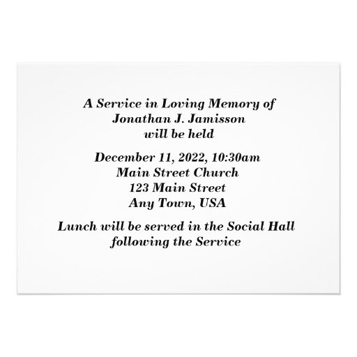 In Loving Memory Service Invitation
