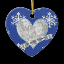 In Loving Memory Snowflake Photo Heart Ornament ornaments