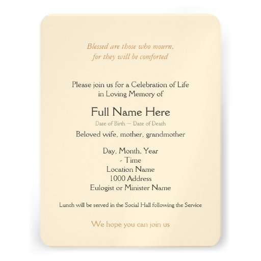 In Loving Memory Vintage Rose Funeral Announcement