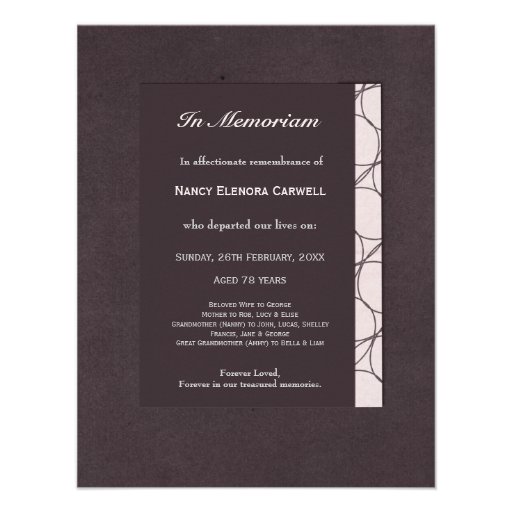 In Memoriam Remembrance Death Notice Photo Personalized Invitation