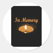 In Memory Candle Glow Round Stickers