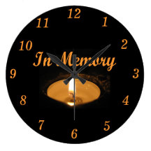 In Memory Glowing Candle Round Clock