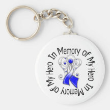 In Memory of My Hero ALS Angel Wings Keychain