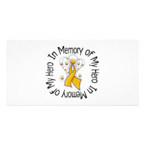 In Memory of My Hero Appendix Cancer Angel Wings Custom Photo Card