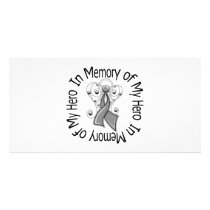In Memory of My Hero Brain Cancer Angel Wings Customized Photo Card