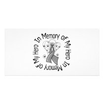 In Memory of My Hero Brain Tumor Angel Wings Personalized Photo Card