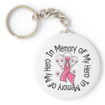 In Memory of My Hero Breast Cancer Angel Wings Key Chain