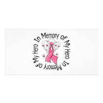 In Memory of My Hero Breast Cancer Angel Wings photo cards
