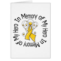 In Memory of My Hero Childhood Cancer Angel Wings Greeting Cards