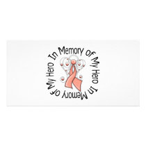 In Memory of My Hero Endometrial Cancer Angel Wing photo cards