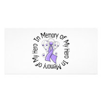 In Memory of My Hero General Cancer Angel Wings Personalized Photo Card