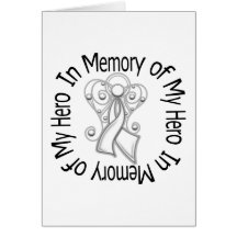 In Memory of My Hero Lung Cancer Angel Wings Card