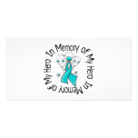 In Memory of My Hero Ovarian Cancer Angel Wings Personalized Photo Card