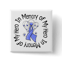 In Memory of My Hero Stomach Cancer Angel Wings Pin