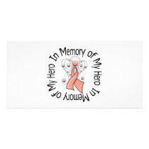 In Memory of My Hero Uterine Cancer Angel Wings Photo Card Template