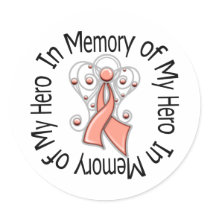 In Memory of My Hero Uterine Cancer Angel Wings stickers by giftsforawareness In Memory of My Hero Uterine Cancer Angel Wings stickers