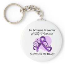 In Memory of My Husband - Pancreatic Cancer Keychain