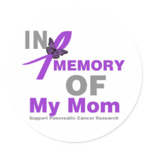 In Memory of My Mom Pancreatic Cancer Round Stickers