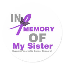 In Memory of My Sister Pancreatic Cancer Round Sticker