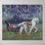 In my dreams, fantasy fairy and unicorn print