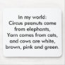 In my world: Yarn comes from cats... Mousepads