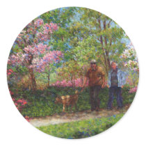 In the Azalea Garden Round Stickers