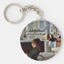 In The Café By Manet Edouard Key Chain