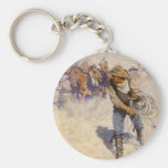 In the Corral by NC Wyeth, Vintage Western Cowboys Key Chains