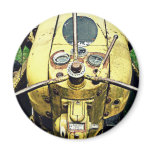 In the Driver's Seat of an Antique Yellow Tractor Refrigerator Magnets