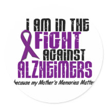 In The Fight Against Alzheimer's Disease MOTHER Round Stickers