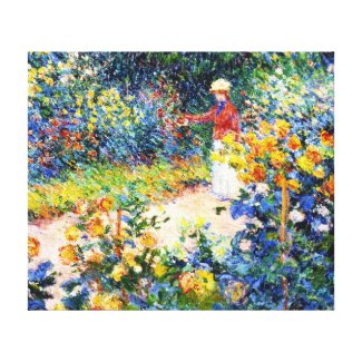 In the Garden Claude Monet woman painting Stretched Canvas Prints