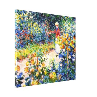 In the Garden Claude Monet woman painting Stretched Canvas Prints
