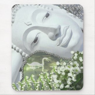 In the Garden - Quan Yin & Flowers mousepad