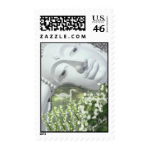 In the Garden - Quan Yin & Flowers postage