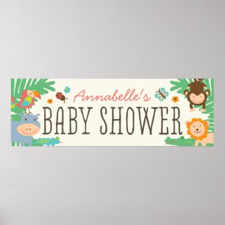 In the Jungle Baby Shower Banner 12x36 Print