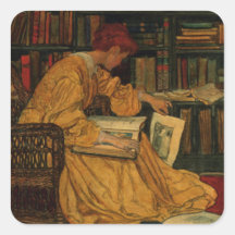 In the Library Square Stickers