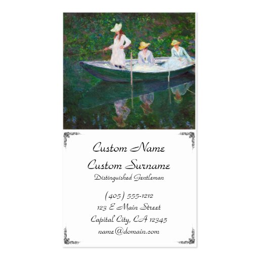In the Norwegian Boat at Giverny Claude Monet Business Card Templates