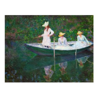 In the Norwegian Boat at Giverny Claude Monet Postcard